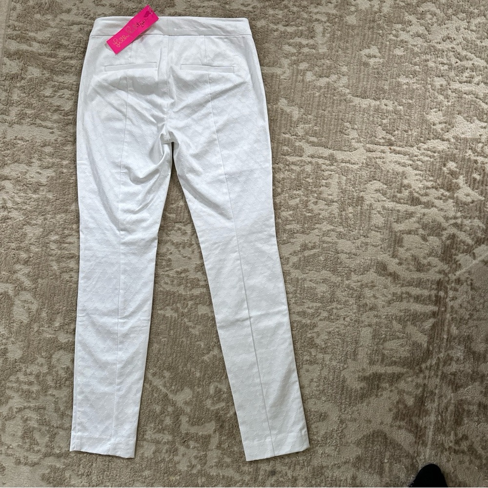 Lilly Pulitzer Women's White Kelly Pants Skinny Ankle Textured Resort Size 00 - Picture 6 of 7